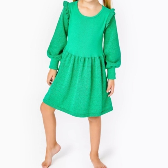 Lilly Pulitzer Caila Sweater Dress Botanical Green Metallic - Picture 5 of 8